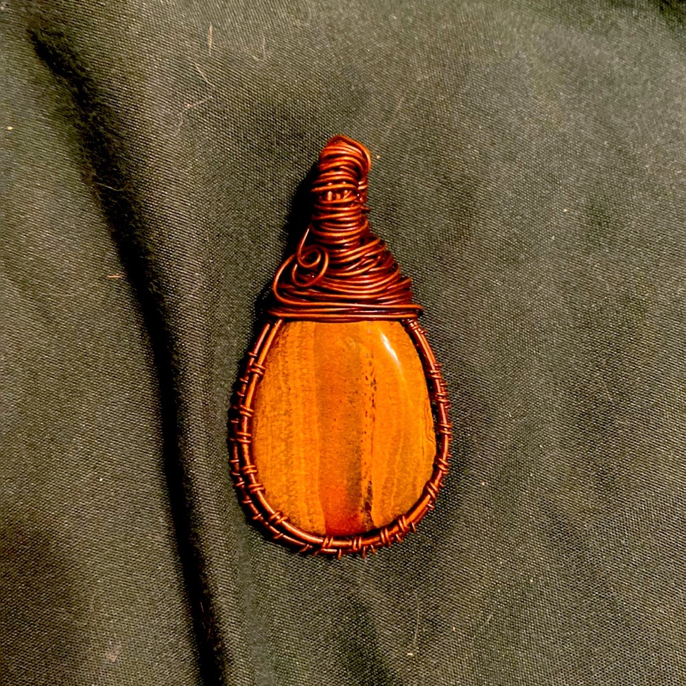 HOMEMADE jasper copper wire wrapped pendant